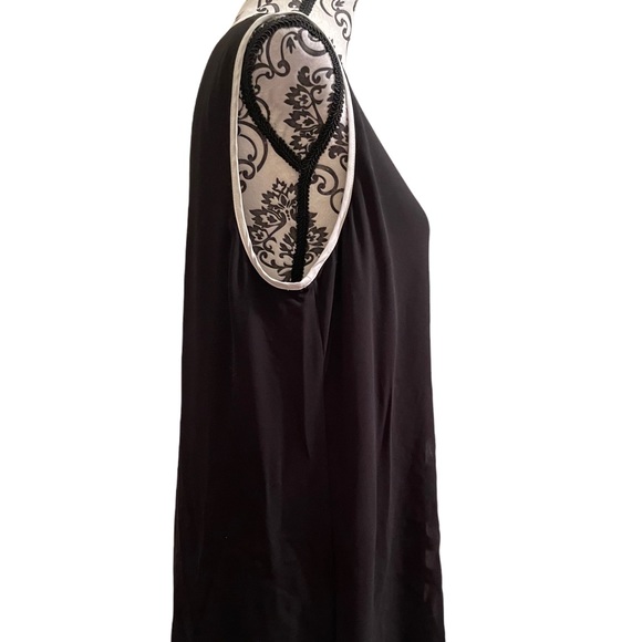 CALVIN KLEIN, sleeveless long black blouse with sheer black overlay, size L - Picture 3 of 8